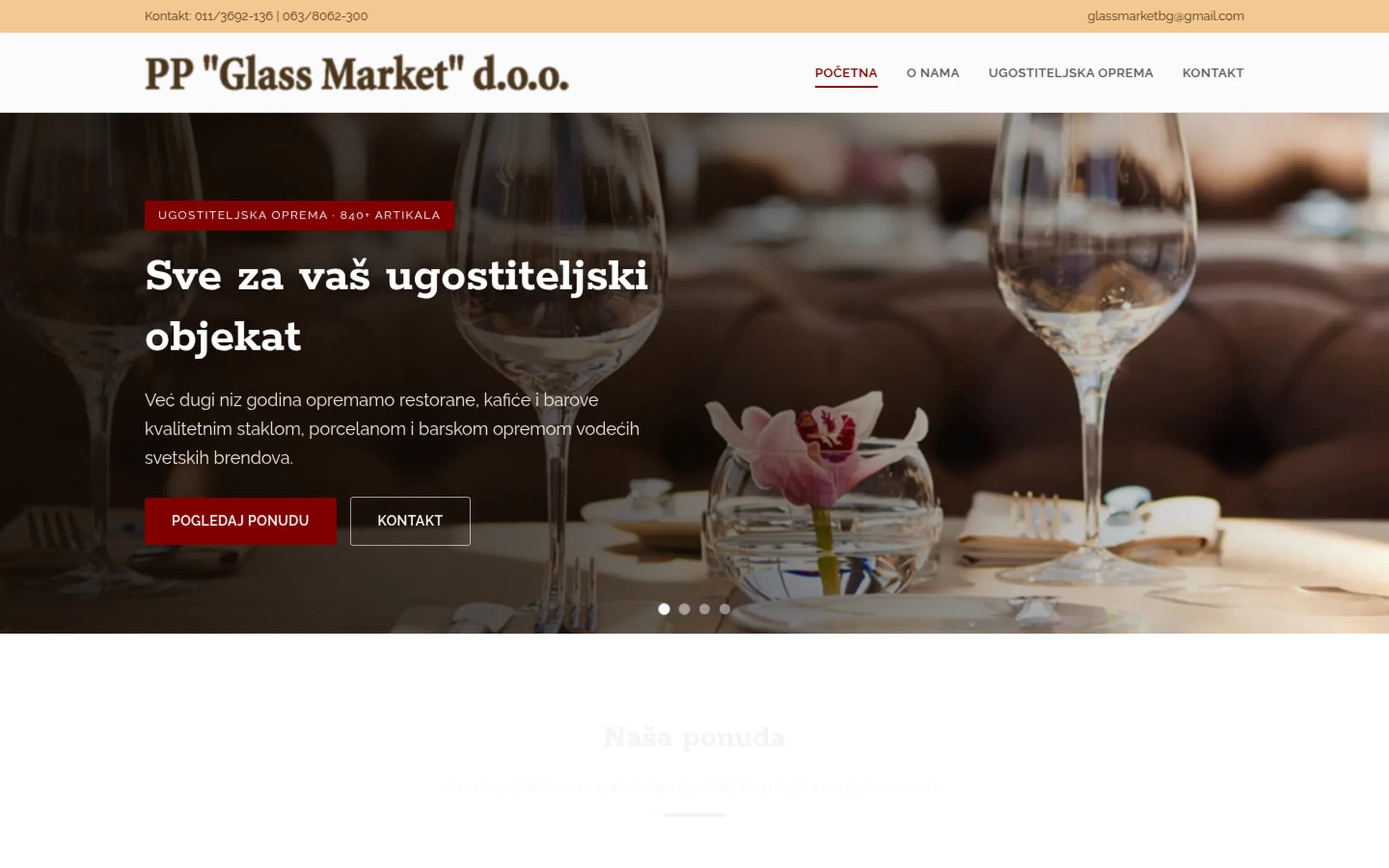 Sajt: Glass Market — ugostiteljska oprema, Beograd